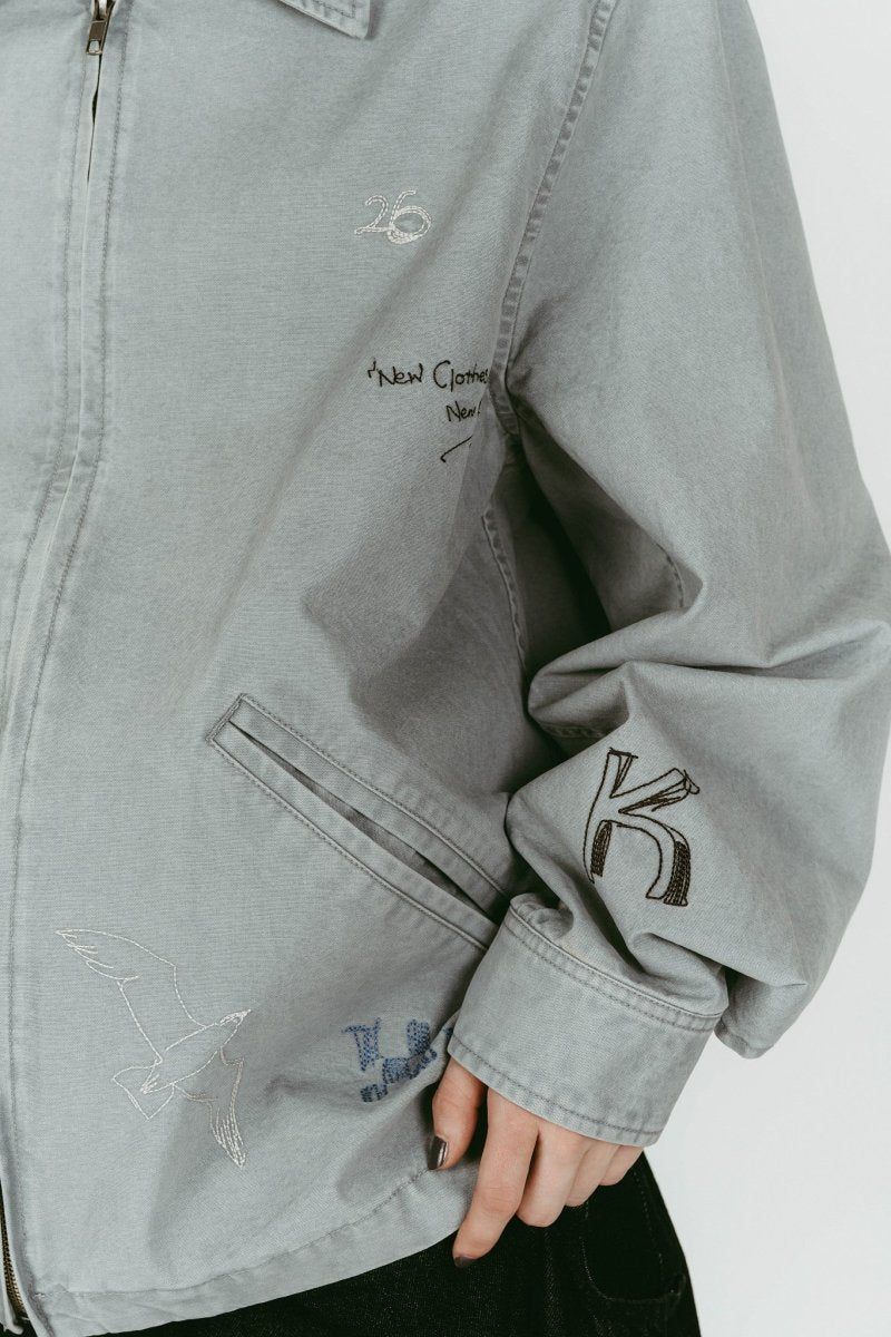 embroidered jacket(unisex) (Blue) / レタリング刺繍 ジャケット (ブルー) / 26SS