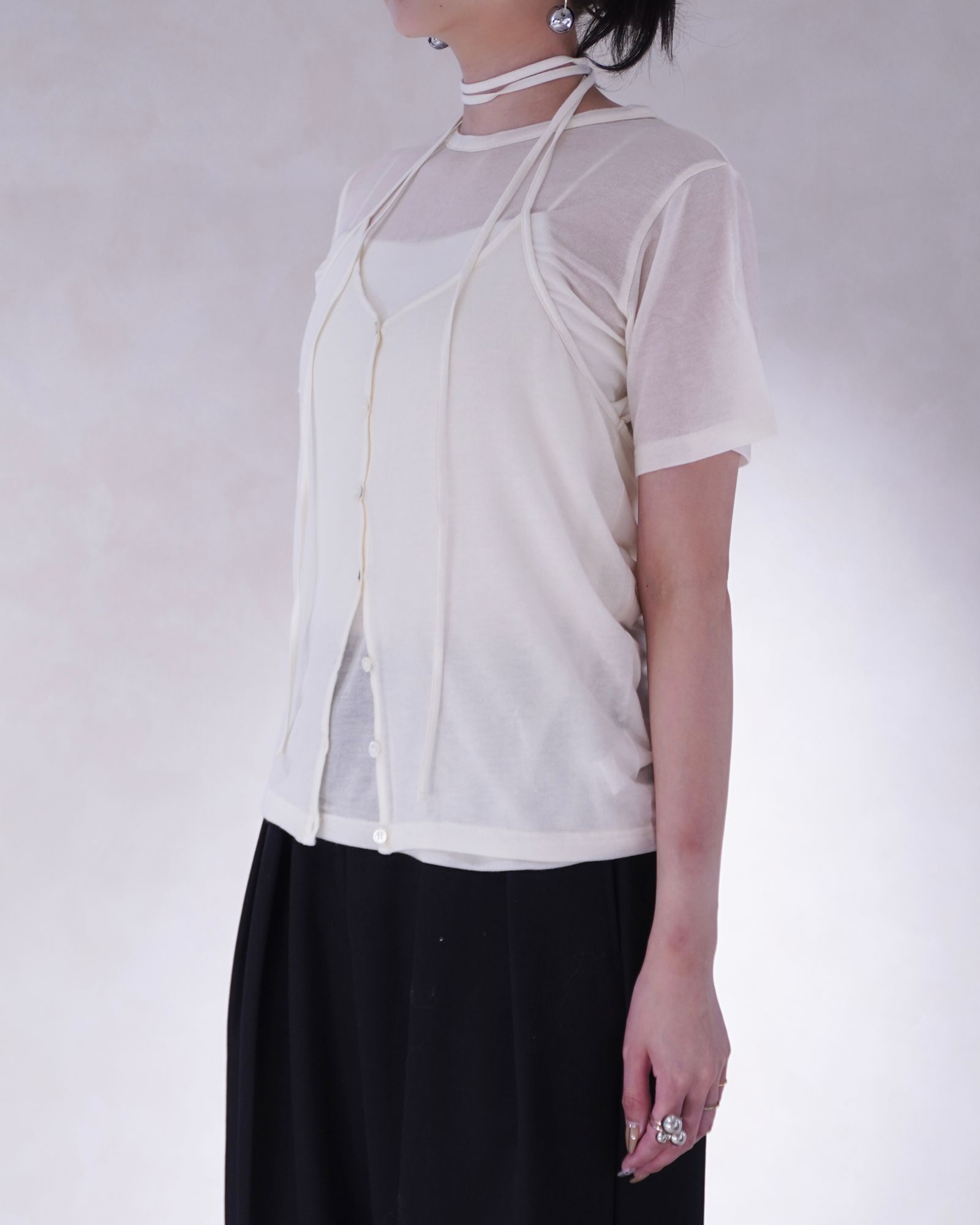 レイヤードカットトップス (アイボリー) LAYERED CUT TOPS (Ivory) /  26SS