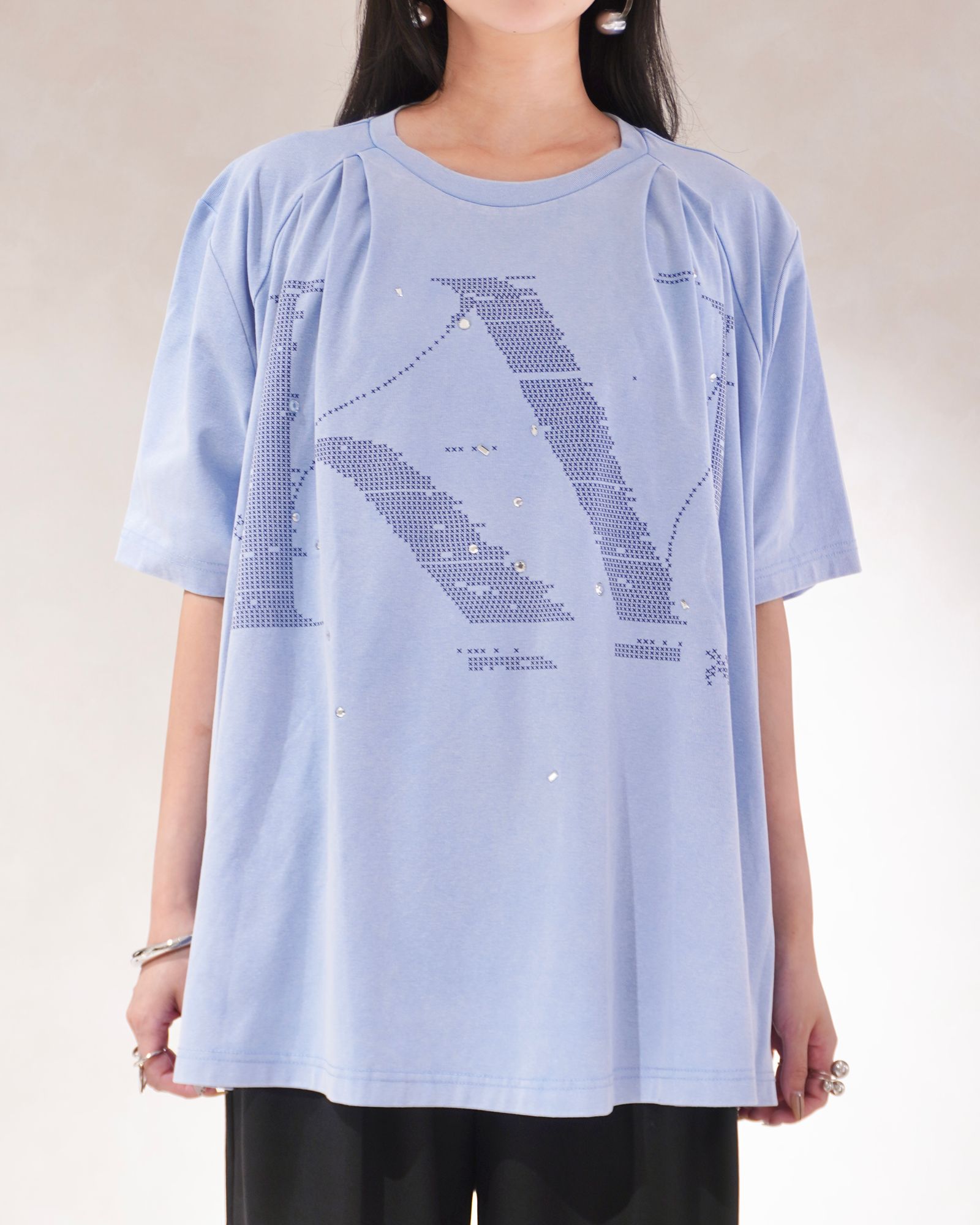 タック オーバーサイズTシャツ (ブルー) tuck detail oversized tee(unisex) (Blue) /  26SS