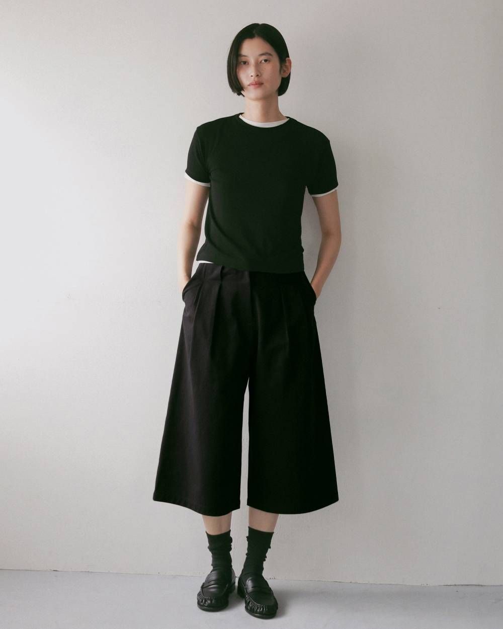 タック バミューダパンツ (ブラック) Tuck Bermuda Pants (Black) / 27SS