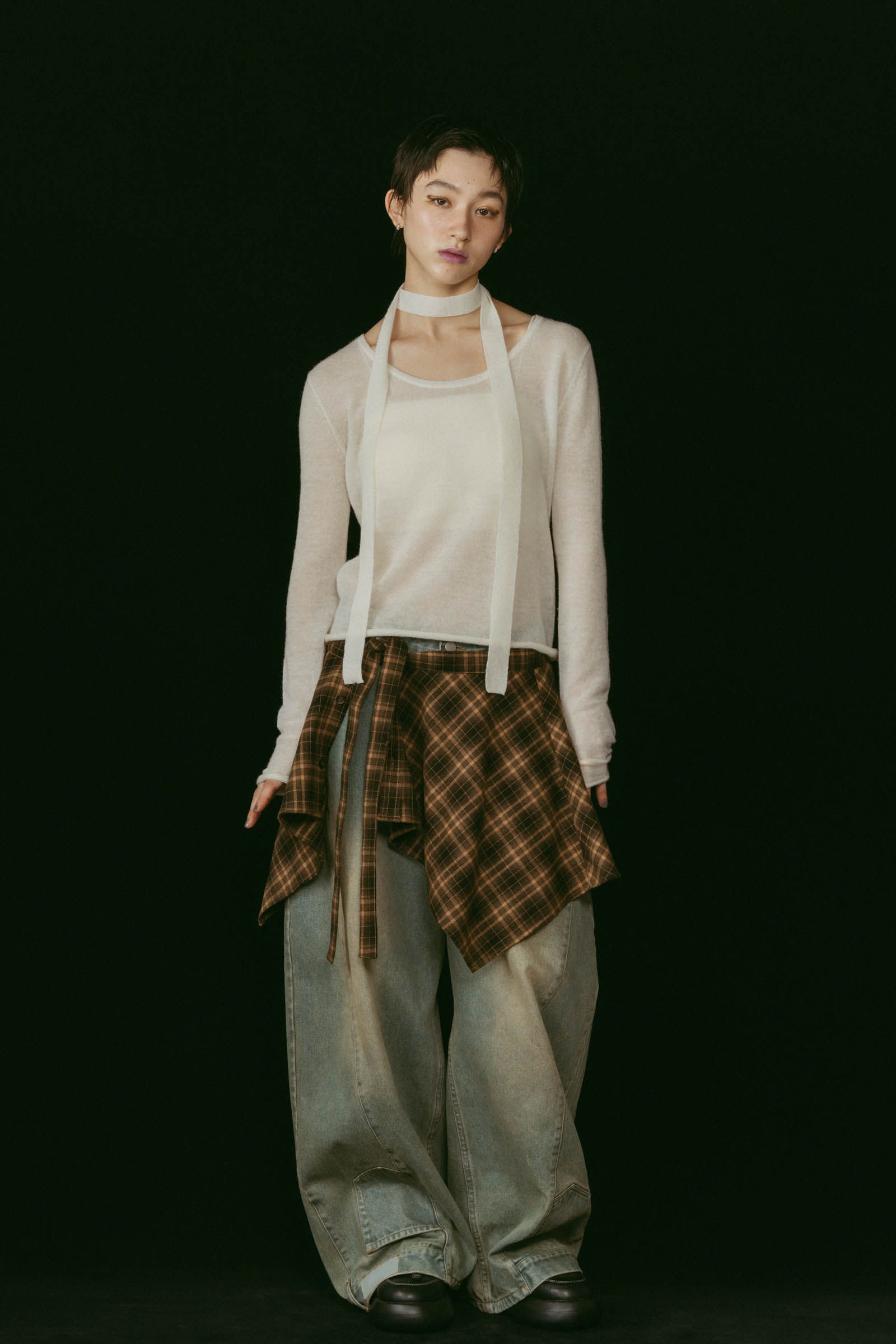 shirt wrap denim pants / シャツ巻き デニム (ブルー) / 25AW