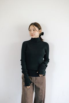 ハンドウォーマーリブトップス (ブラック) Hand warmer ribbed top (Black) / 26AW