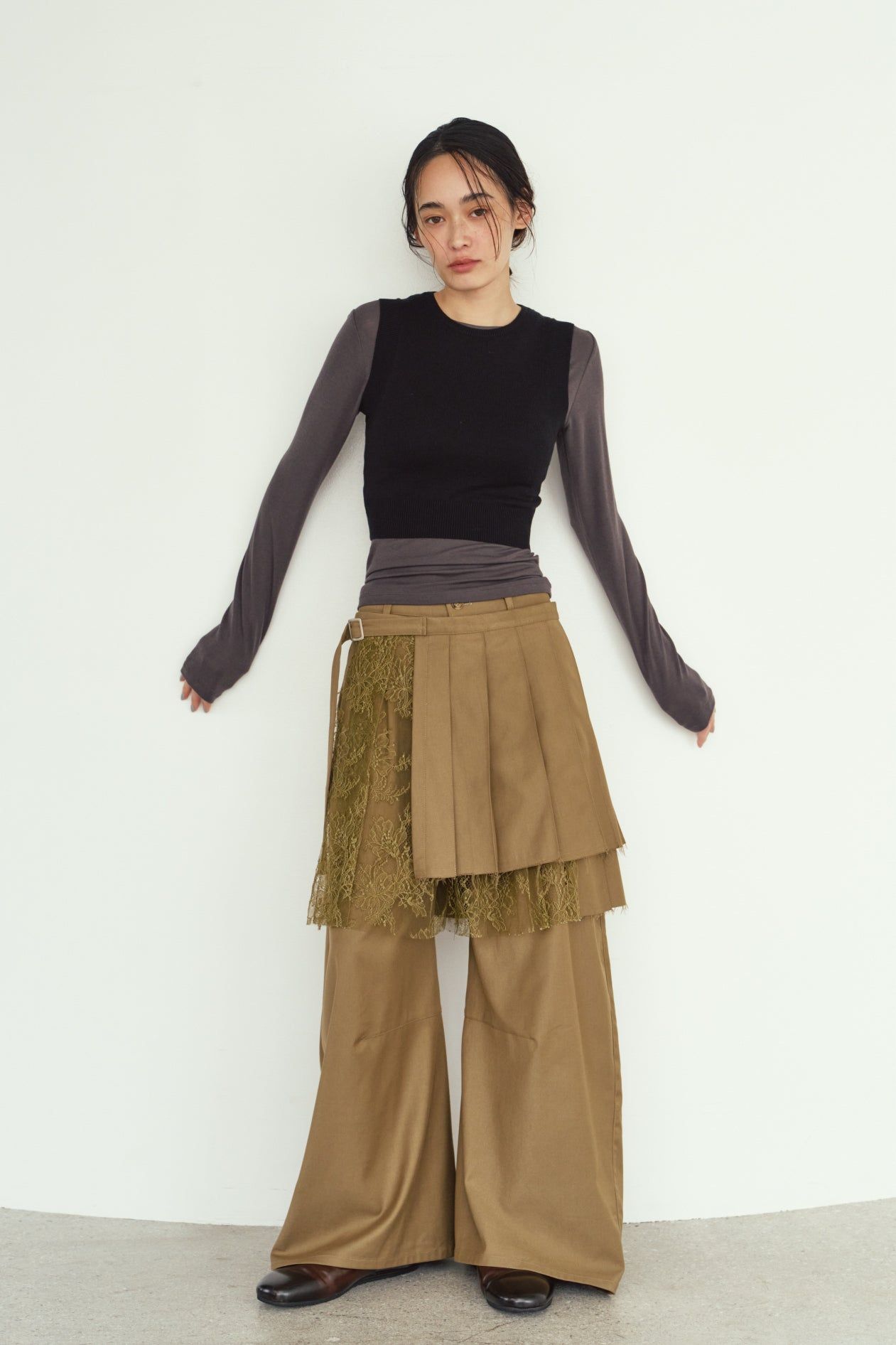 プリーツスカートパンツ (ベージュ) pleated skirt pants (Beige) / 26AW