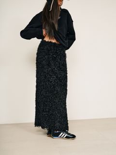 Feather slit skirt / フェザースリットスカート (ブラック) / 25AW