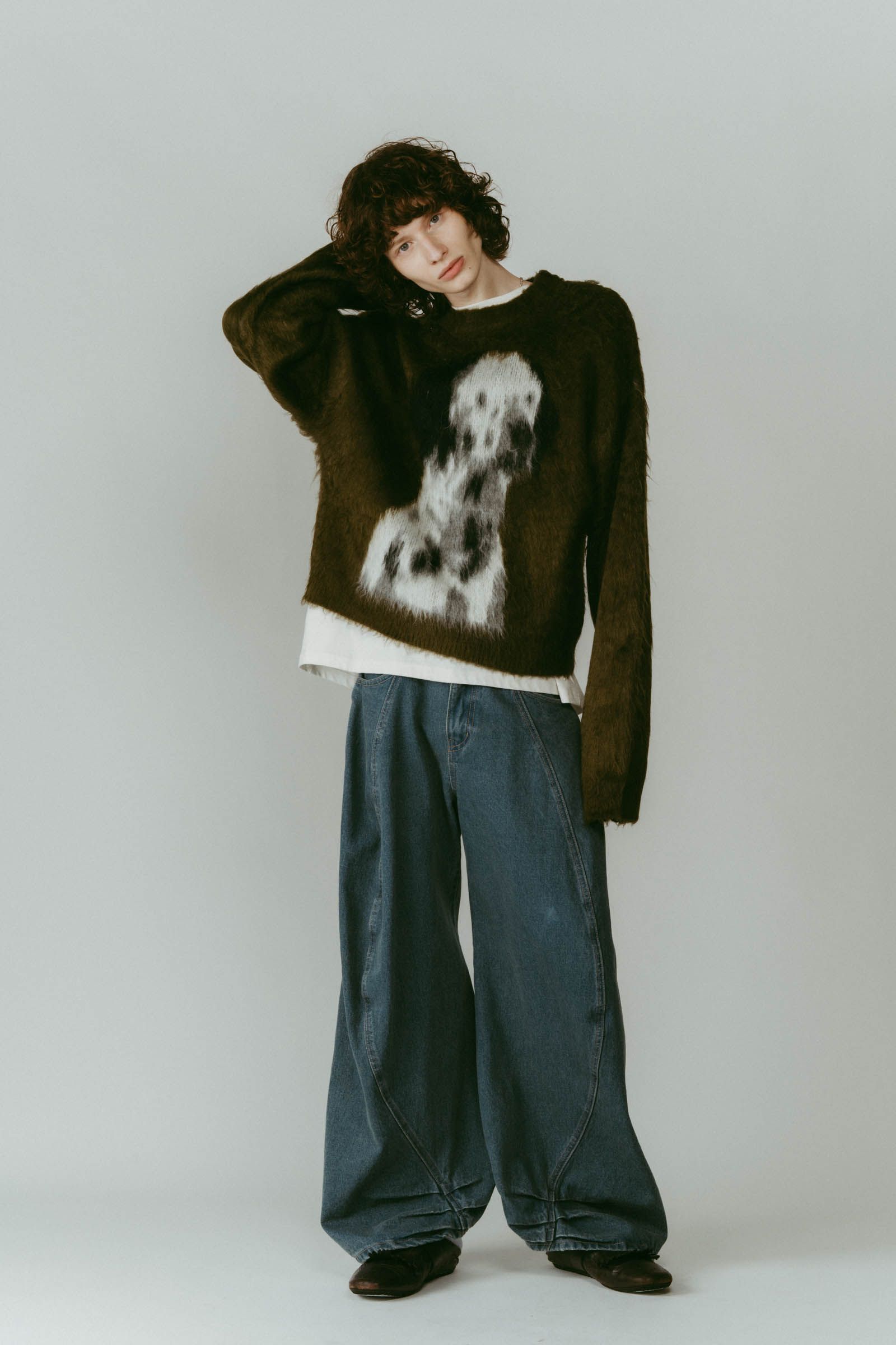 dalmatian shaggy knit(unisex) / ダルメシアン シャギーニット (グリーン) / 25AW