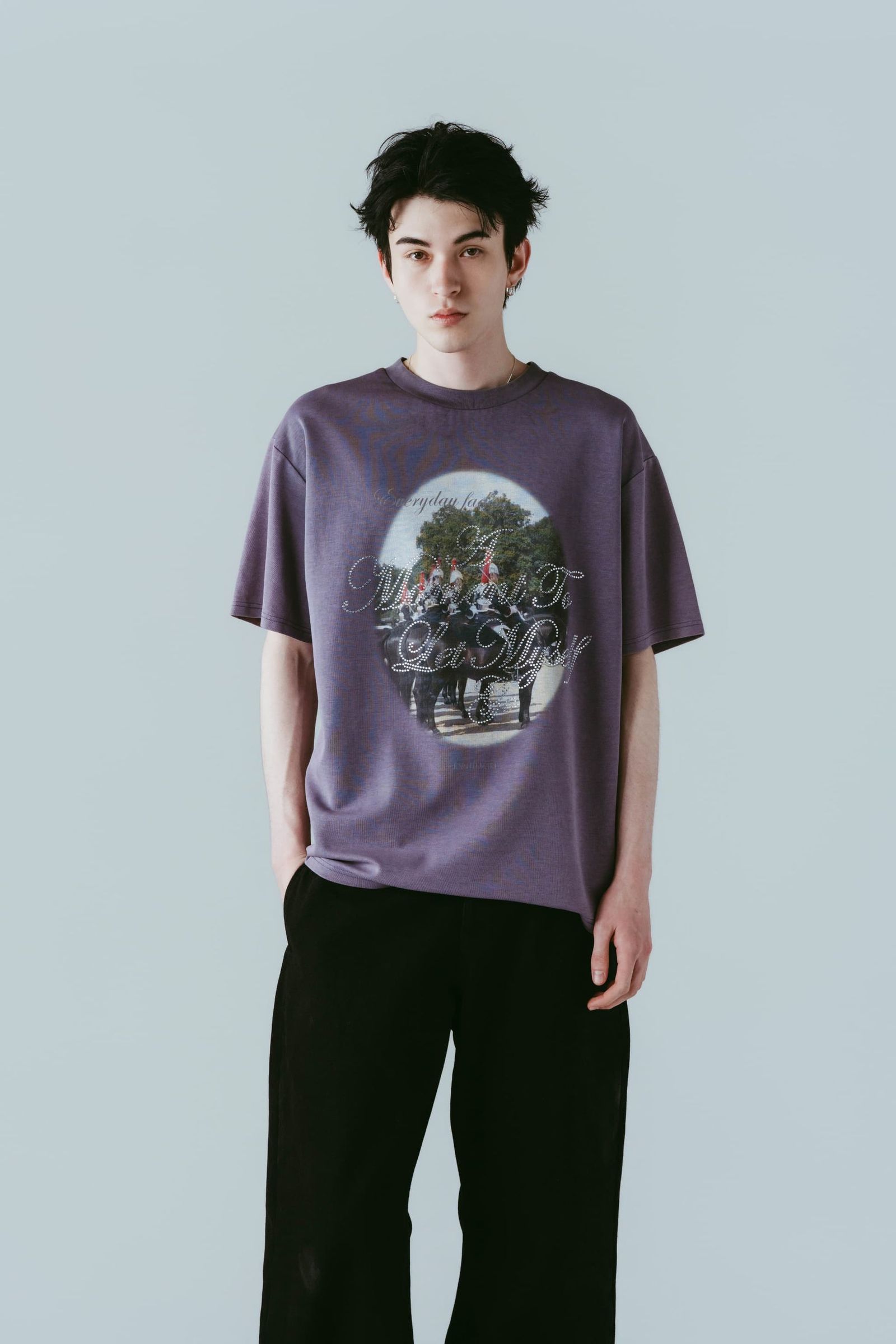 ラインストーングラフィックTシャツ (パープル) rhinestone graphic tee(unisex) (Purple) /  26SS