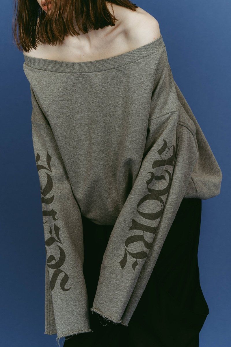 off shoulder vintage sweat (Gray) / オフショルダー ヴィンテージスウェット (グレー) / 26SS