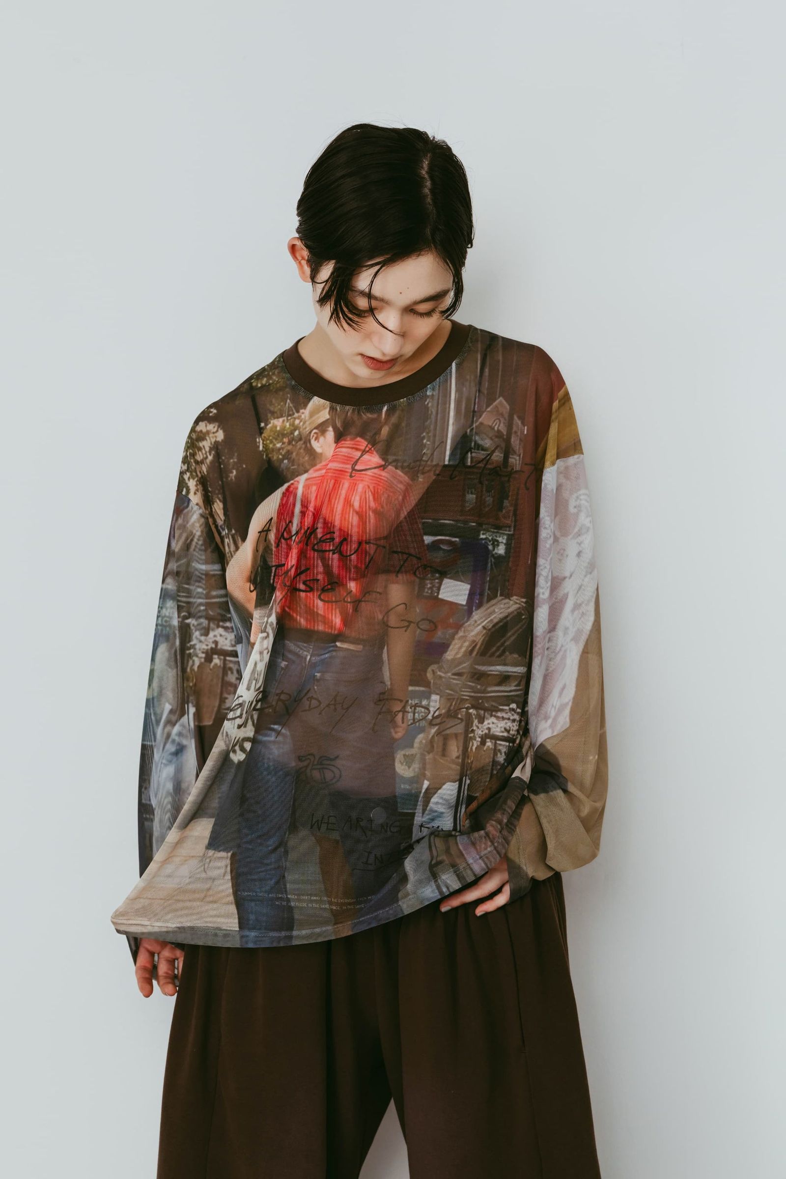 シアープリント ロングスリーブTシャツ (オジ) oji sheer long-sleeve tee(unisex) (Oji) /  26SS