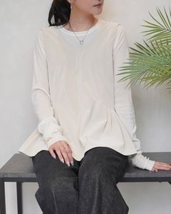 【25AW】Uneck Peplum Tops / Uネック ペプラムトップス (アイボリー)