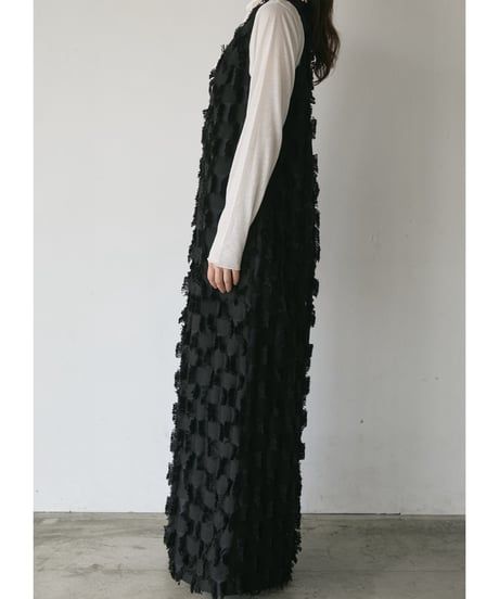 Iris jacquard combinaison / ジャガードオールインワン (ブラック)