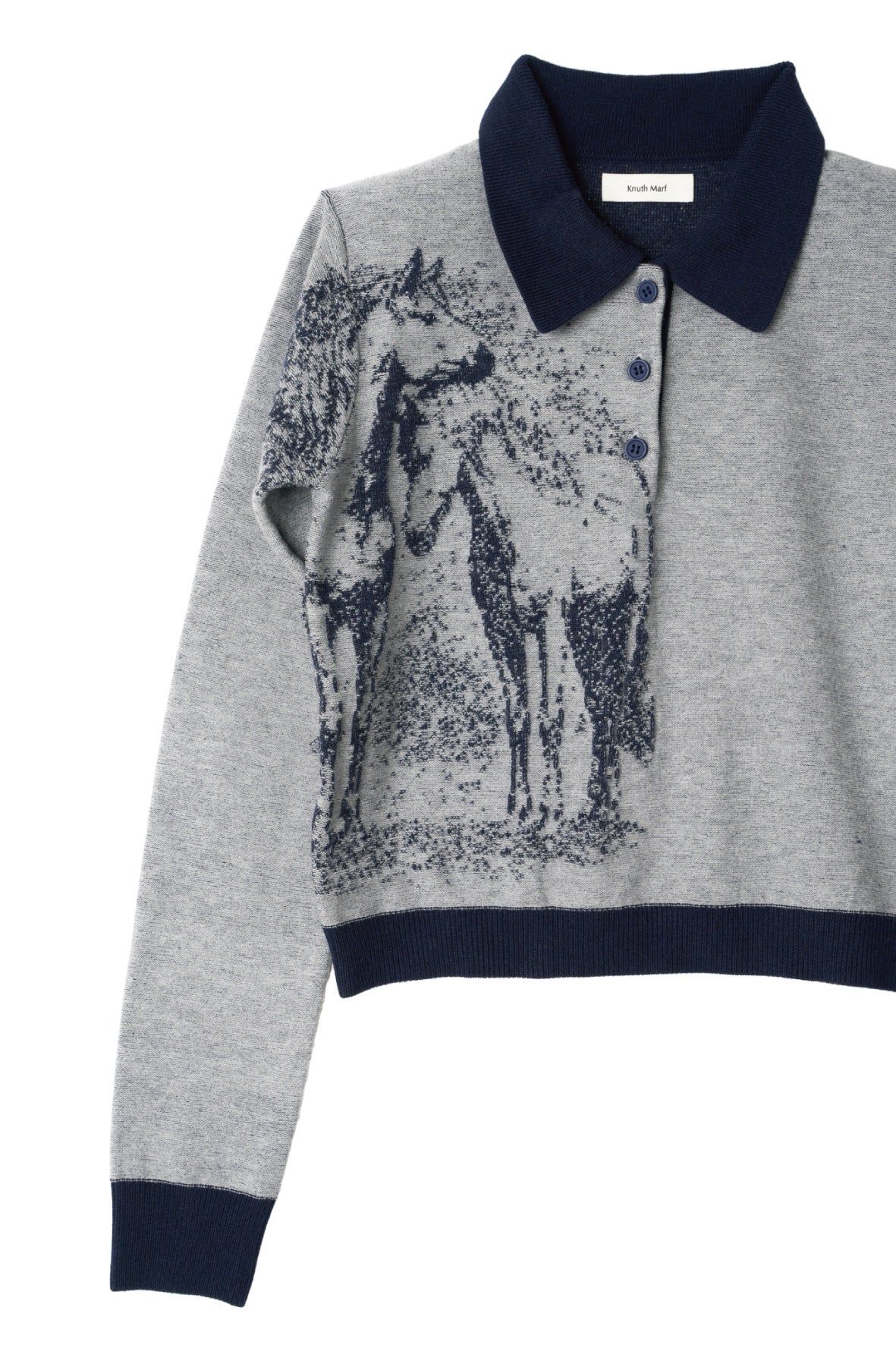 ジャガードポロニット (ネイビー) jacquard polo knit (Navy) / 26AW