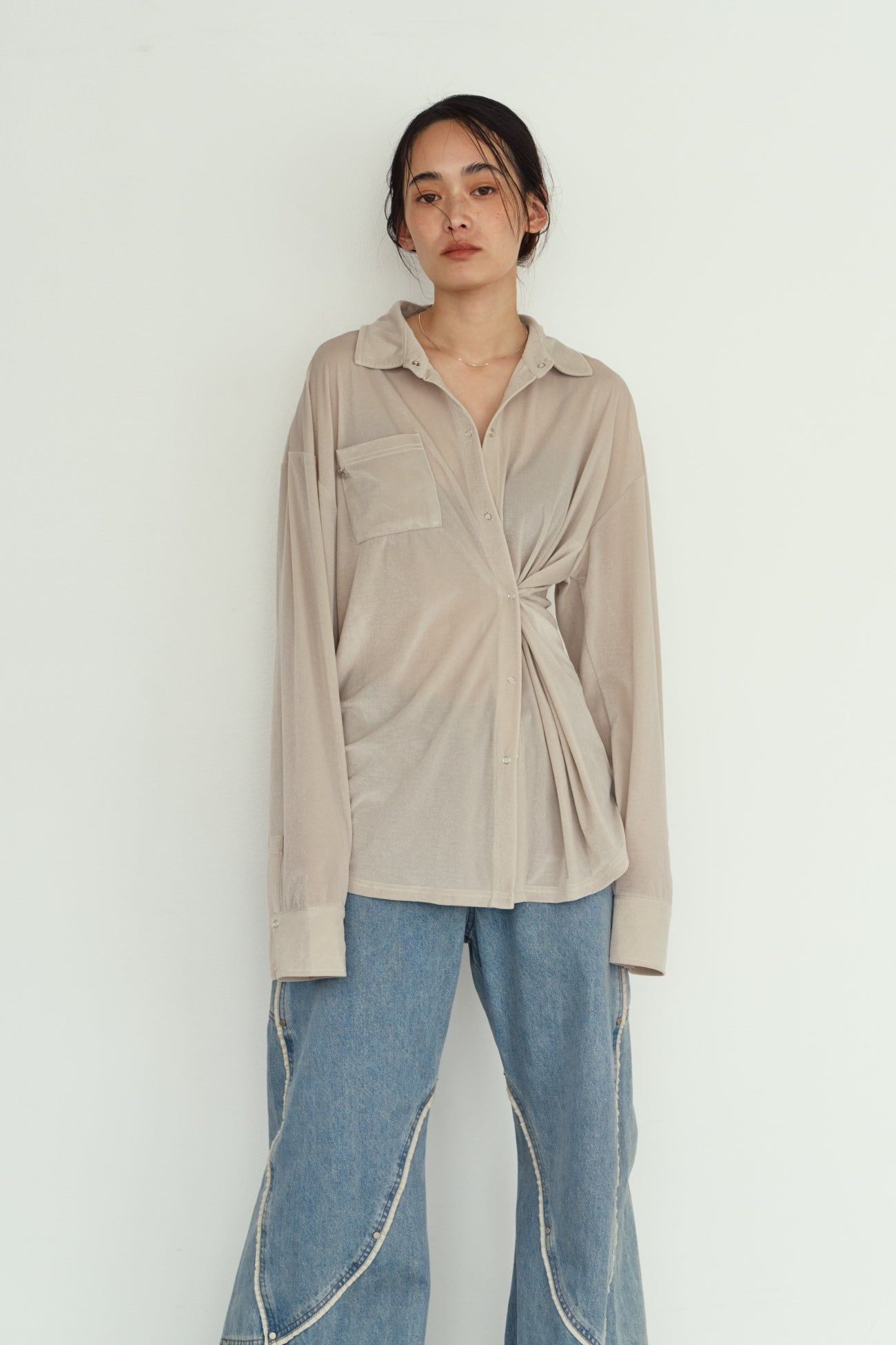 2ウェイ ベロアシャツ (ライトグレー) 2way velour shirt (Lightgray) / 26AW