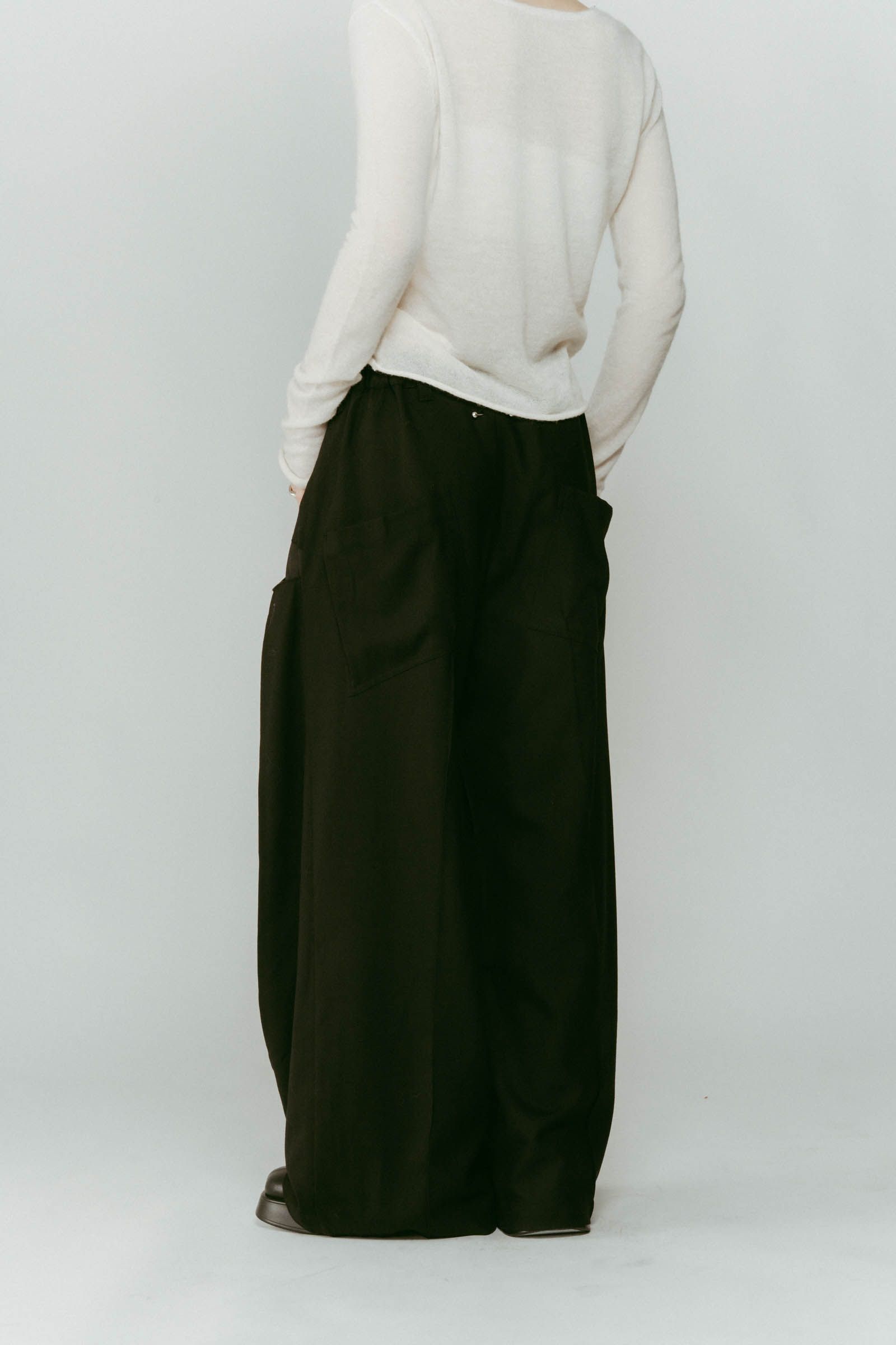 pierced drape pants(unisex) / ピアス ドレープ パンツ (ブラック) / 25AW
