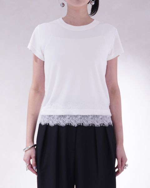 レース コンパクトTシャツ (アイボリー) hem scallop lace compact T-Shirt (Ivory) /  26SS