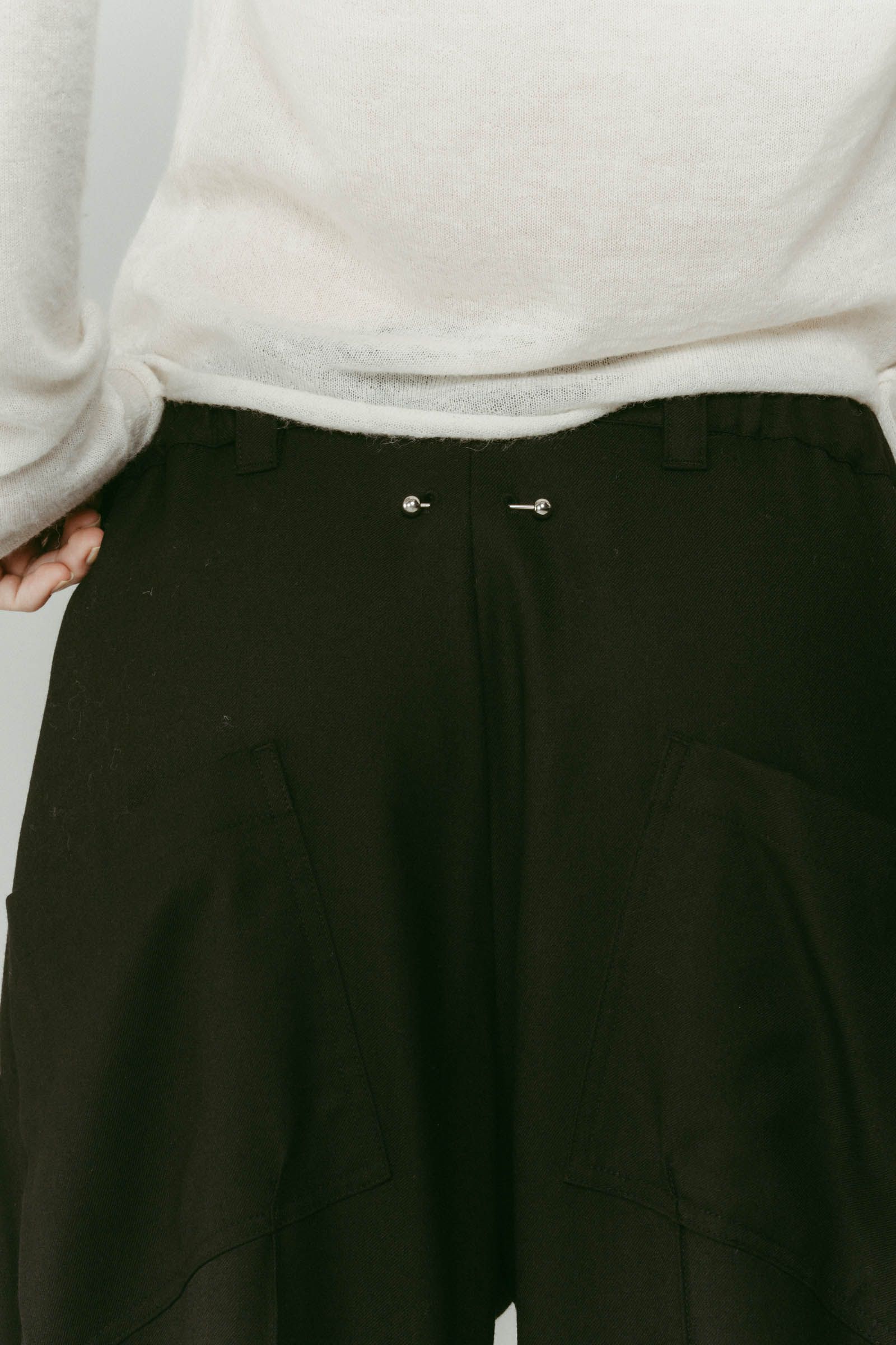 pierced drape pants(unisex) / ピアス ドレープ パンツ (ブラック) / 25AW
