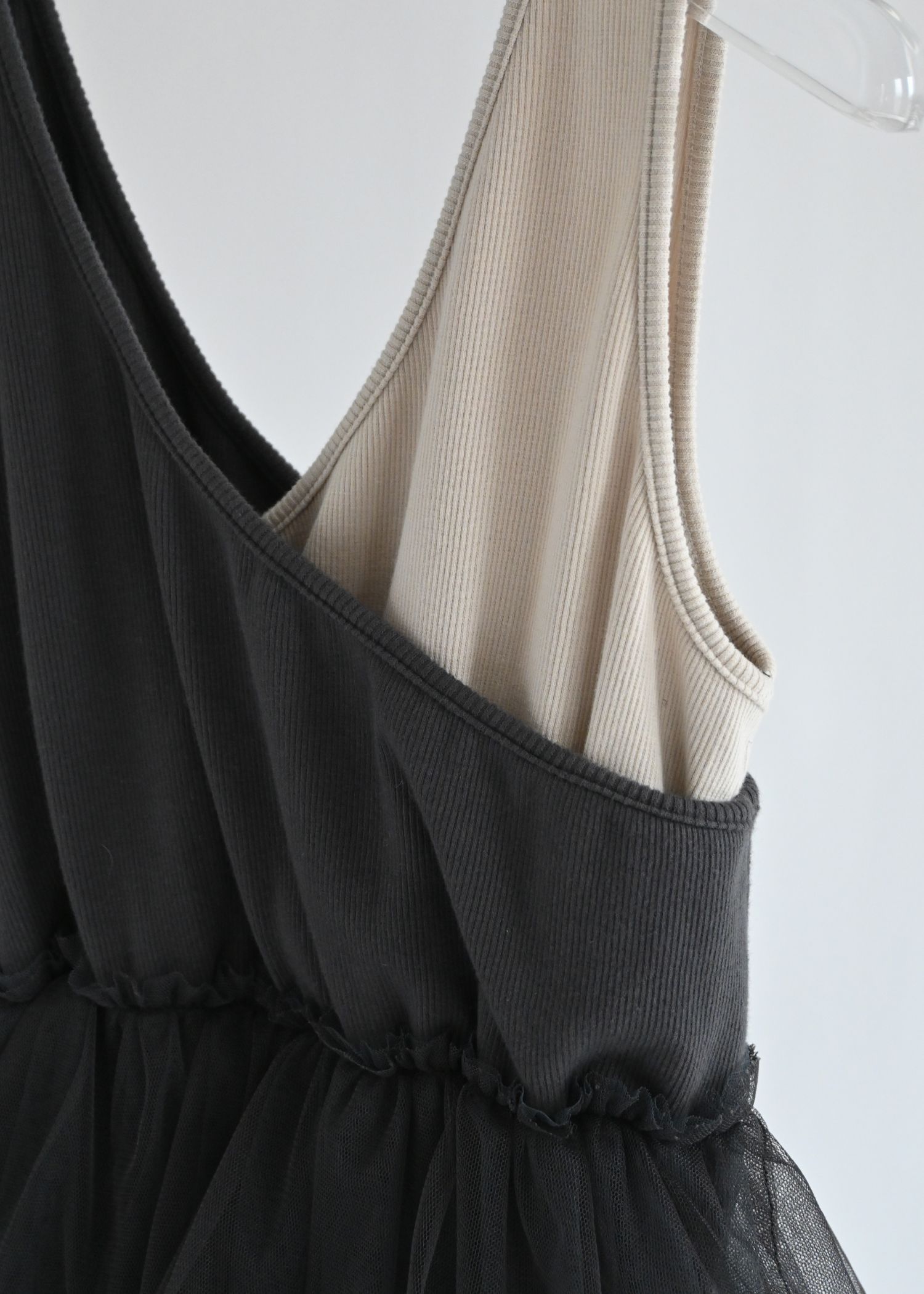 tulle peplum docking rib OP (Shark) / チュールペプラムワンピース (シャーク) / 26SS