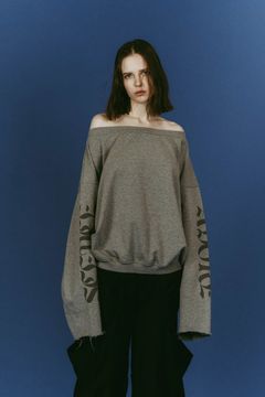 off shoulder vintage sweat (Gray) / オフショルダー ヴィンテージスウェット (グレー) / 26SS