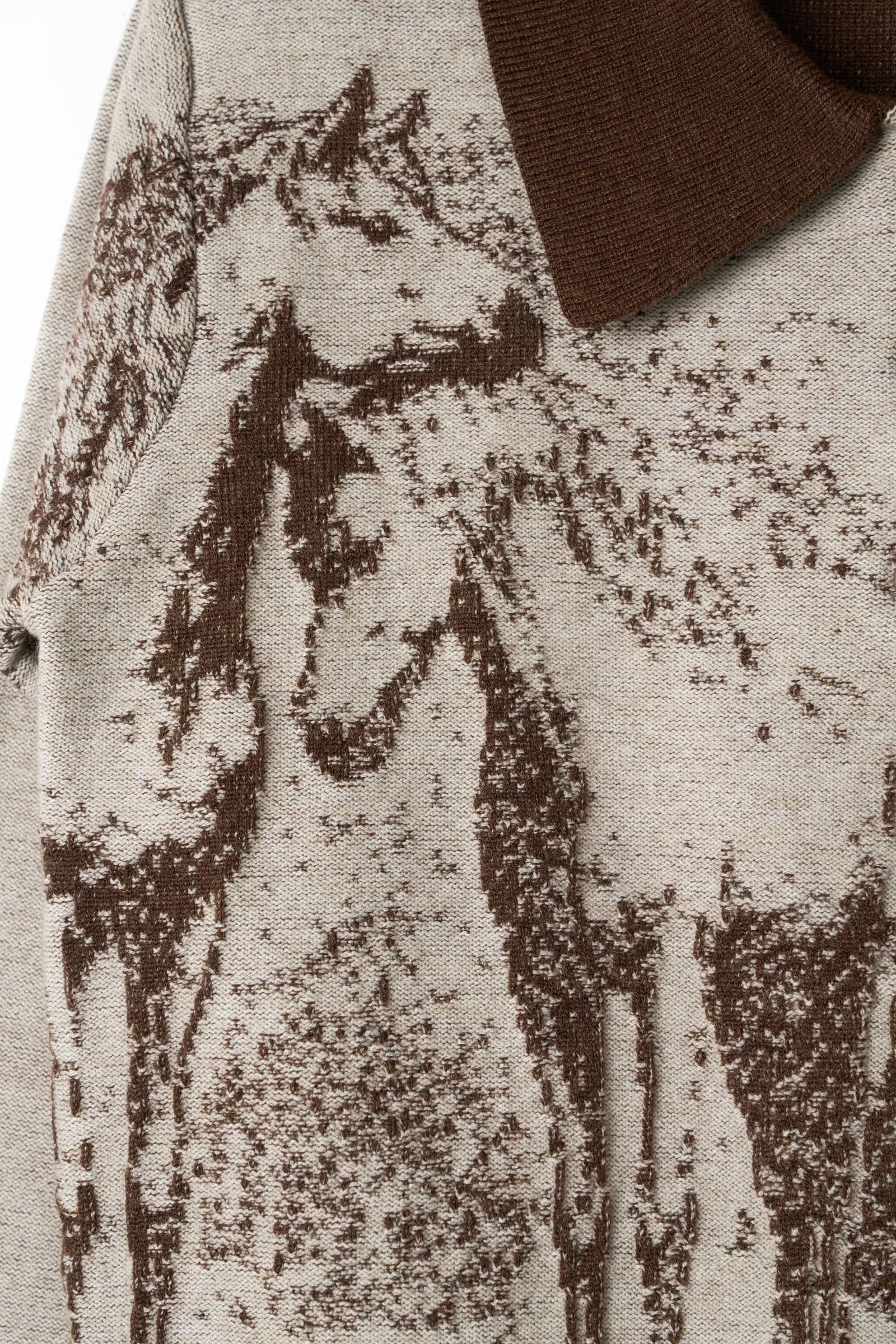 ジャガードポロニット (ブラウン) jacquard polo knit (Brown) / 26AW