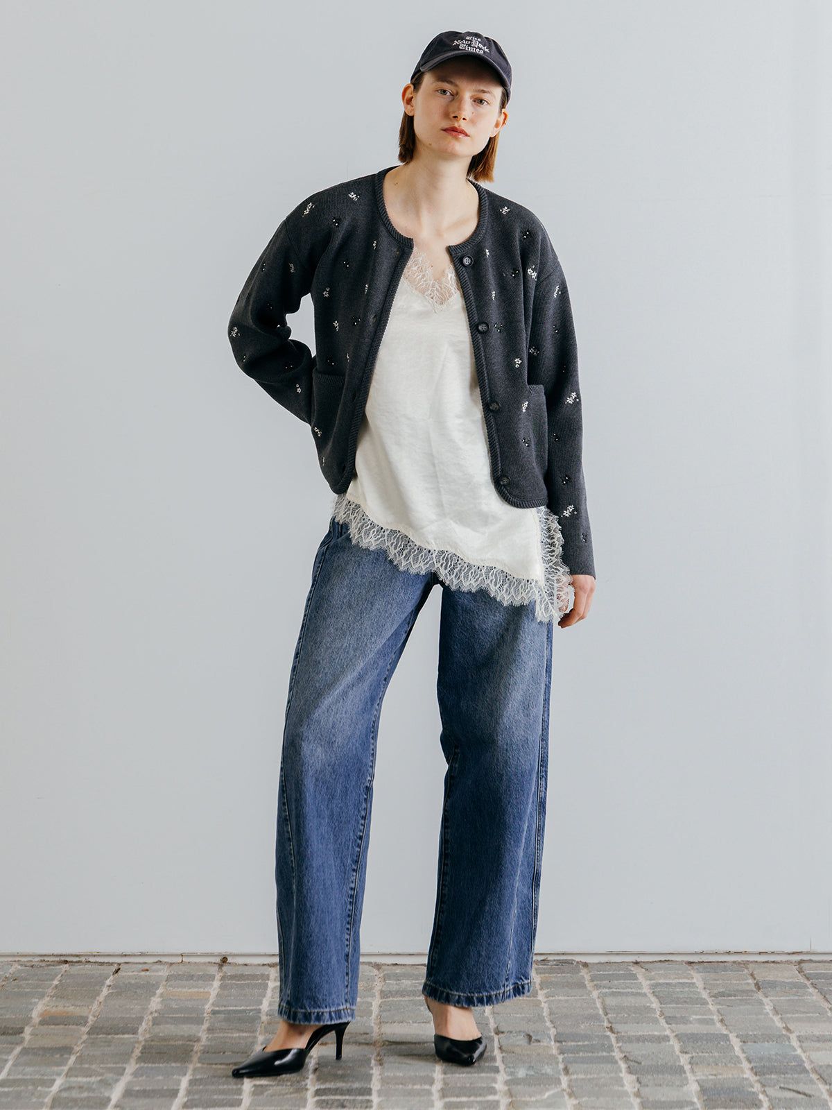 サテンレースキャミ (オフホワイト) SATIN LACE CAMI (Off white) /  26SS