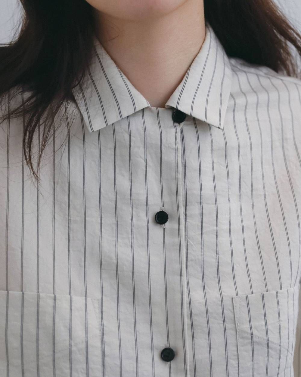 オープンカラーストライプシャツ (アイボリー) Opencollar Stripe Shirts (Ivory) / 26AW 【6月29日まで期間限定予約】