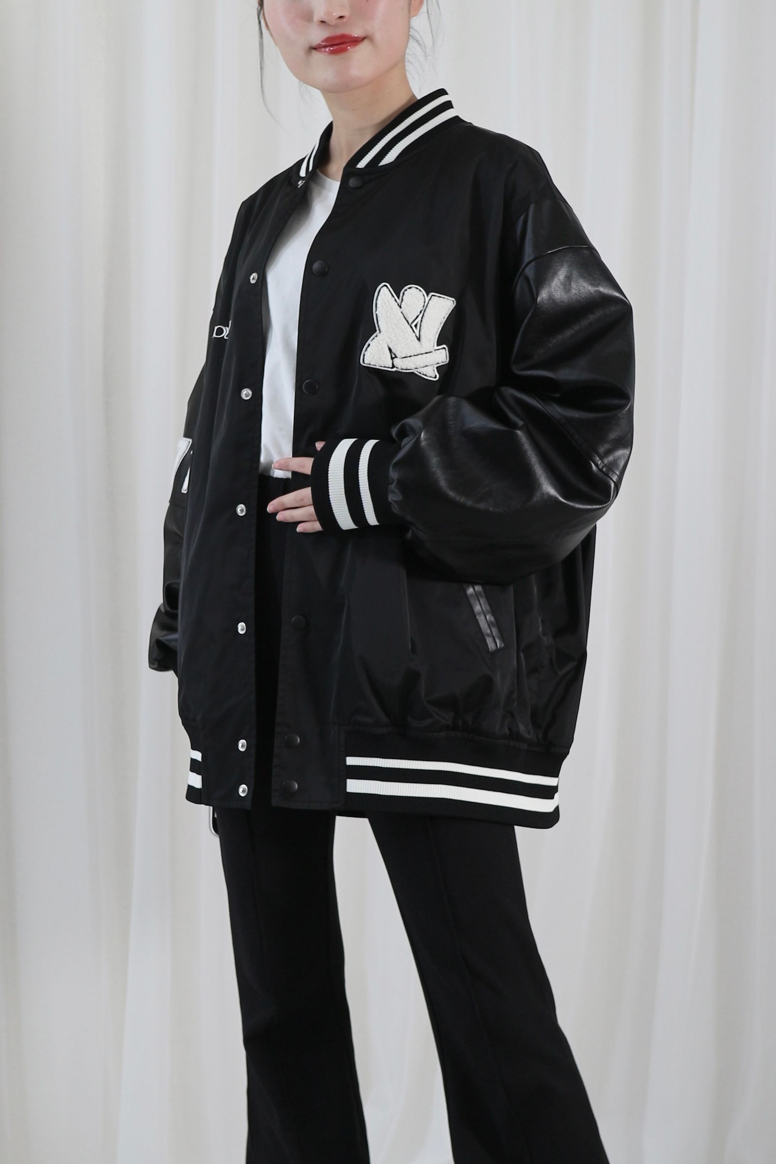 NOUNLESS NYLON STADIUM JUMPER / ナウンレスナイロンスタジャン (ノワール)