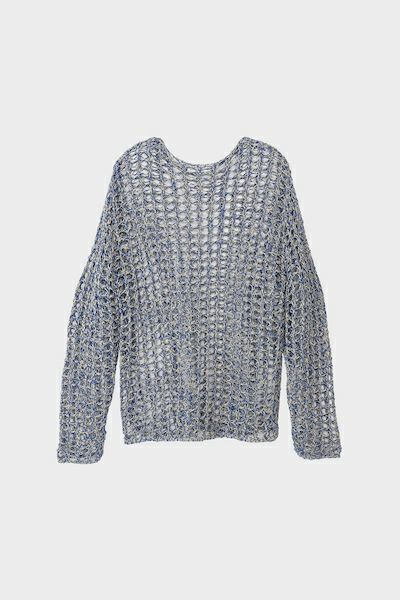 【25SS】LACE KNIT / クルーネックレースニット (ブルー/ベージュ)