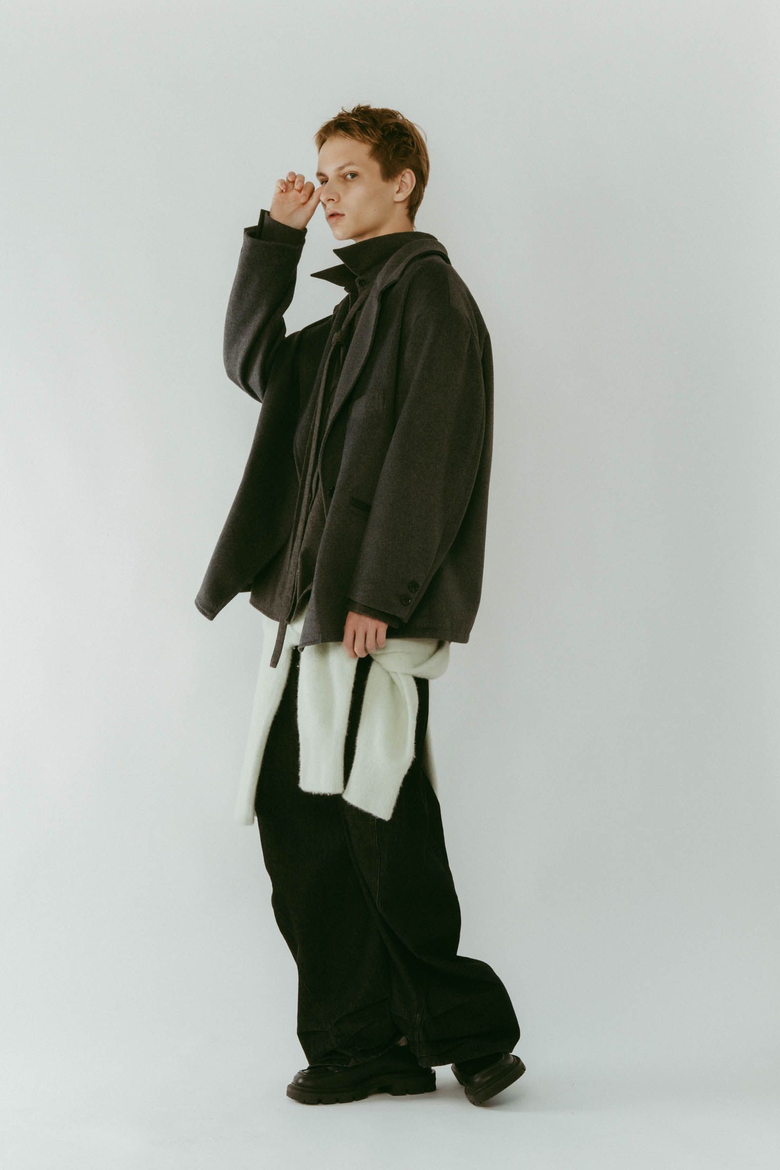 muffler overlay jacket(unisex) / マフラー オーバージャケット (グレー) / 25AW