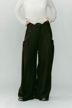 pierced drape pants(unisex) / ピアス ドレープ パンツ (ブラック) / 25AW