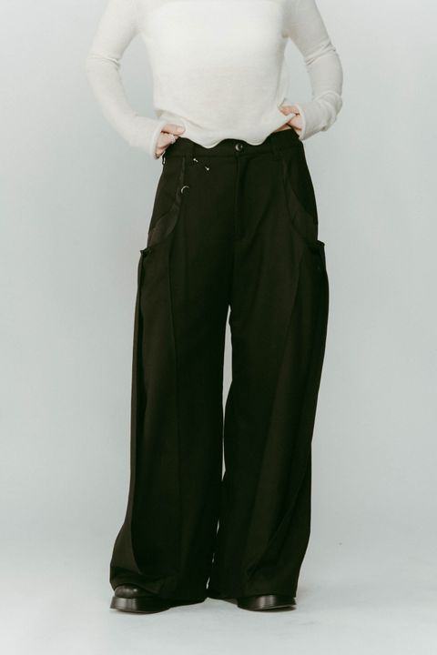 pierced drape pants(unisex) / ピアス ドレープ パンツ (ブラック) / 25AW
