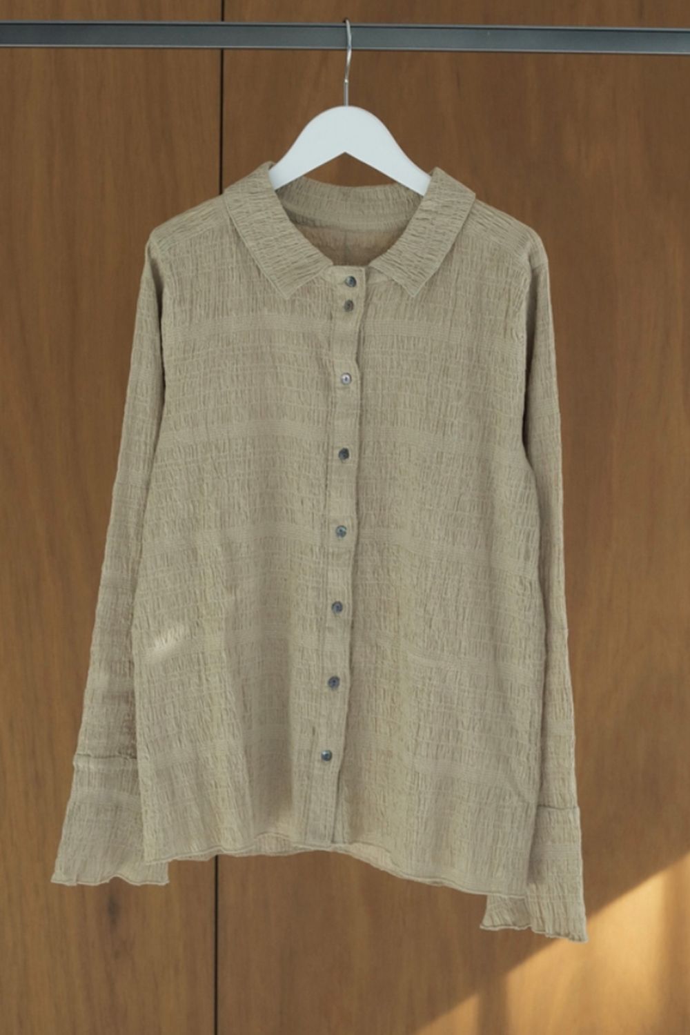 Shirring Mellow Shirts / シャーリング メロウシャツ (ベージュ)