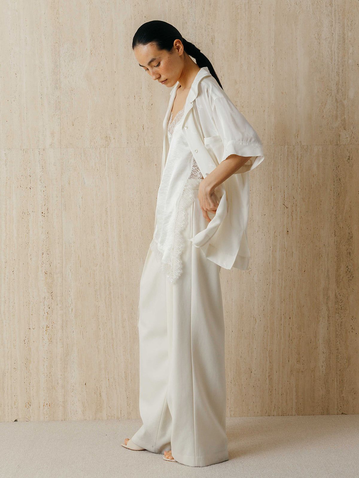 サテンジャガードシャツ (アイボリー) SATIN JQ SHIRTS (Ivory) /  26SS