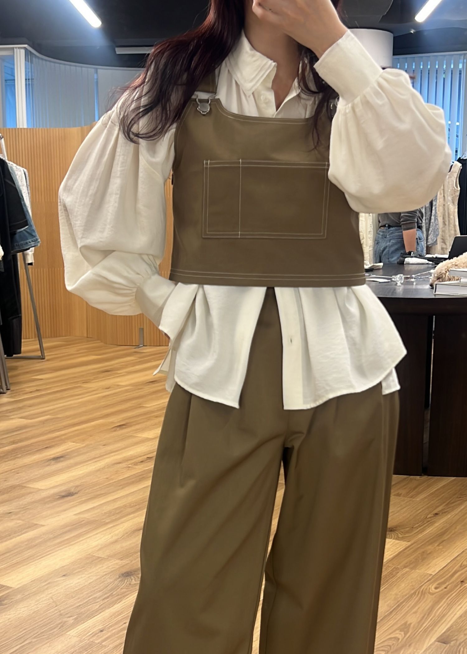 2piece roll up suspenders all-in-one (K/beige) / 2ピースサスペンダーオールインワン (カーキベージュ) / 26SS