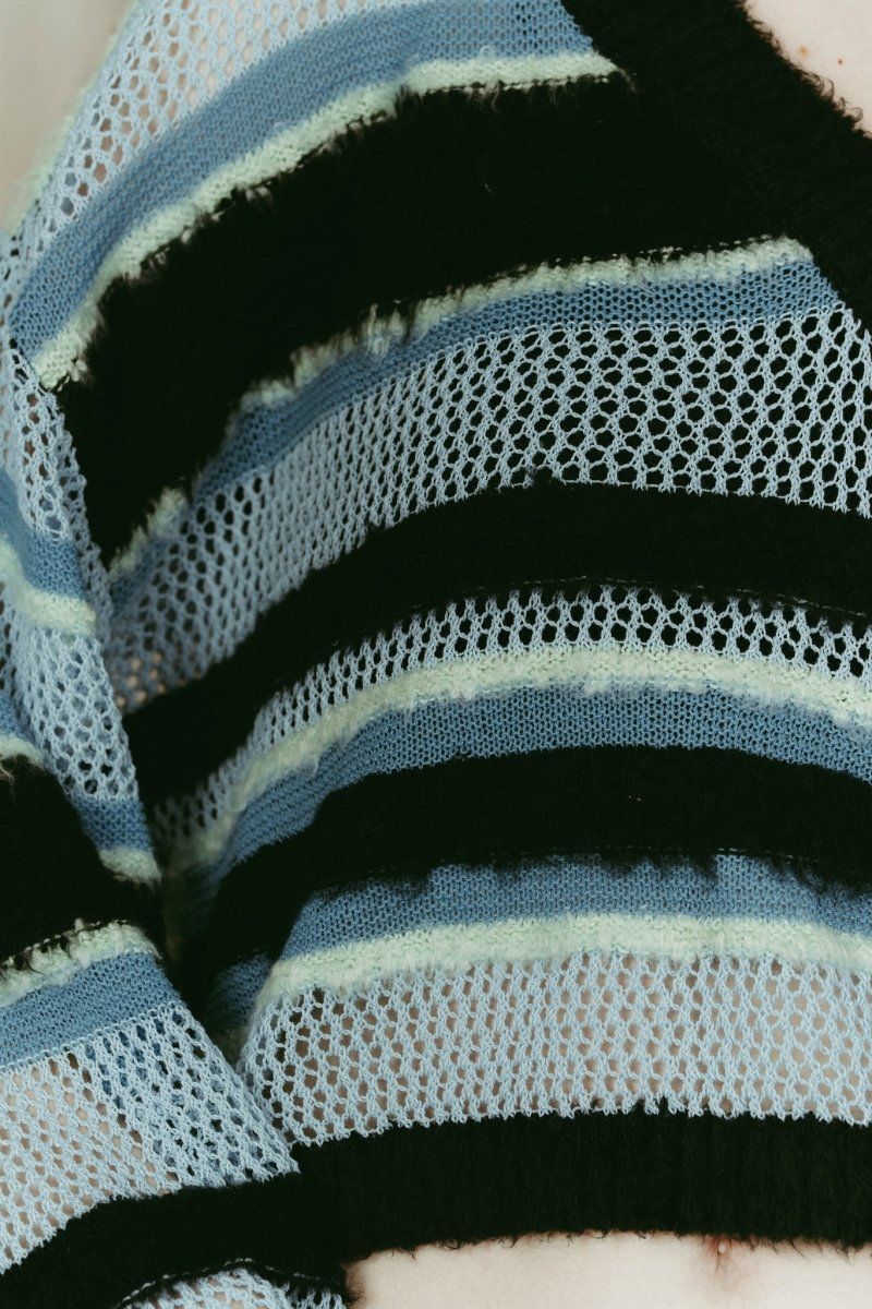 double-faced border knit / ダブルフェイス ボーダーニット (Blue) / 26SS