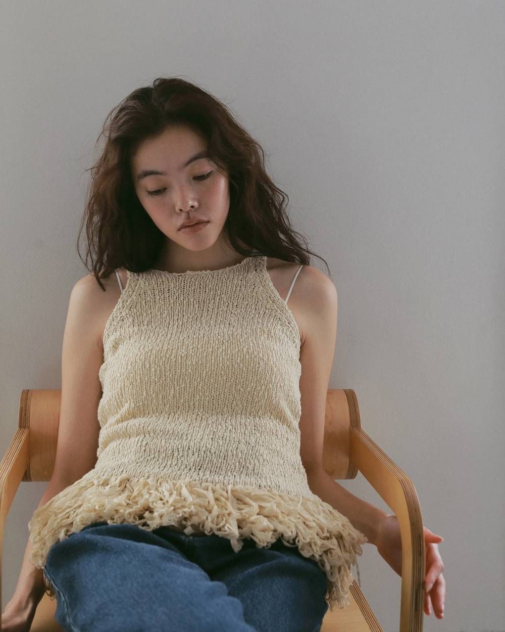 アメスリ フリンジトップス (アイボリー) Americansleeve Fringe Tops (Ivory) / 27SS
