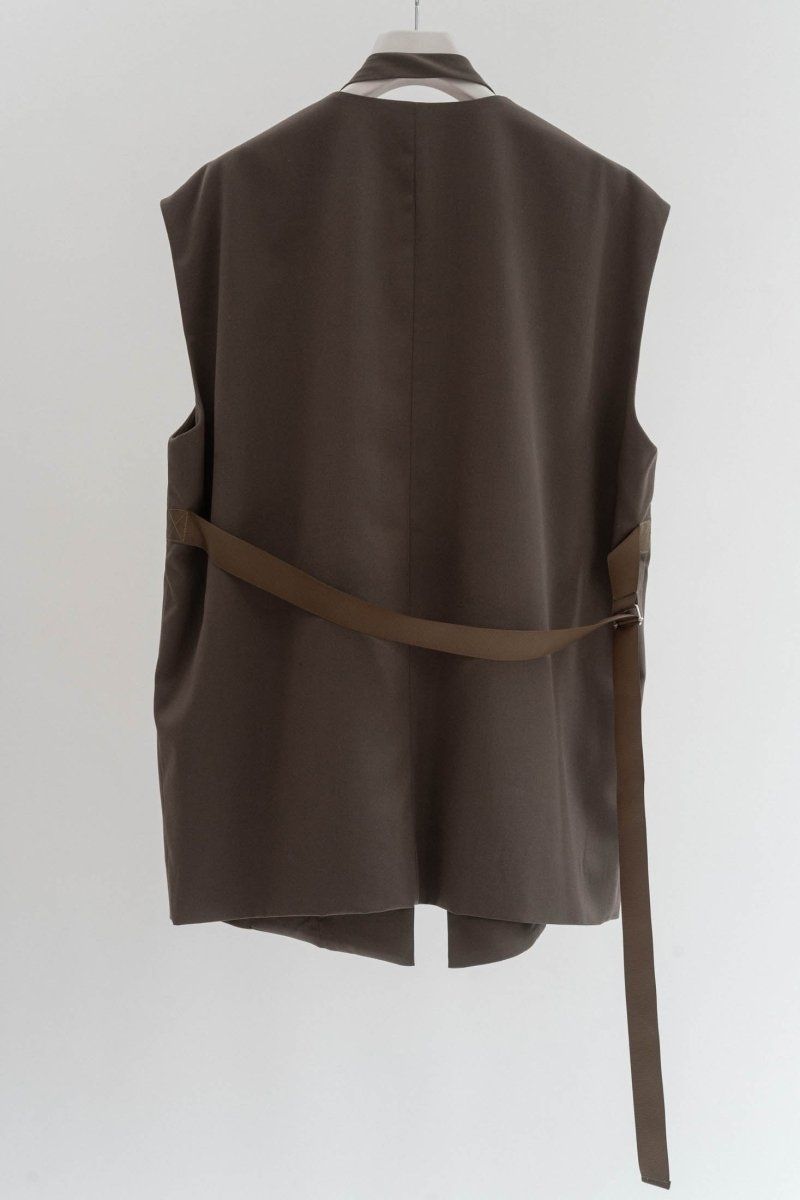 2way collarless gilet / 2ウェイ カラーレスジレ (グレージュ) / ユニセックス