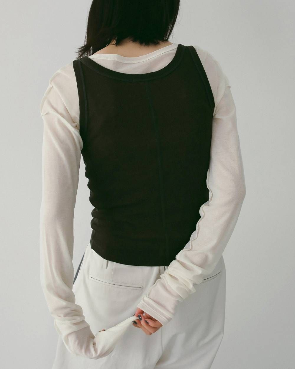 Sheer Long T-Shirts (Ivory) / シアーロングスリーブ Tシャツ (アイボリー) / 26SS