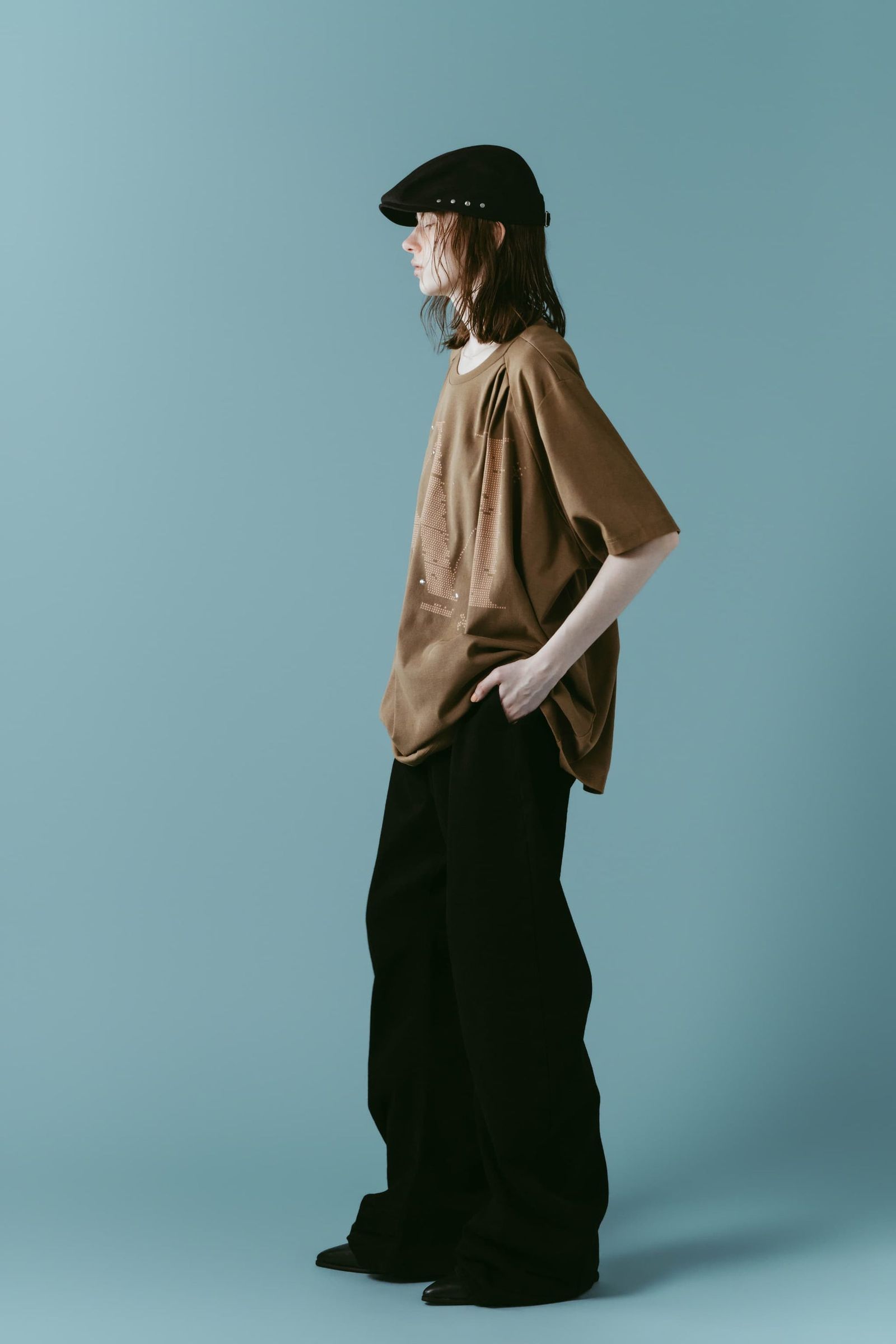 タック オーバーサイズTシャツ (ブラウン) tuck detail oversized tee(unisex) (Brown) /  26SS