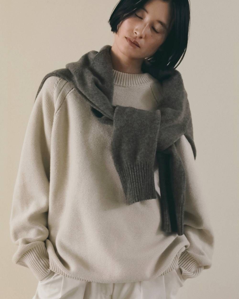 ウールクルーネックトップス (モカ) Wool Crewneck Tops (Mocha) / 26AW 【6月29日まで期間限定予約】