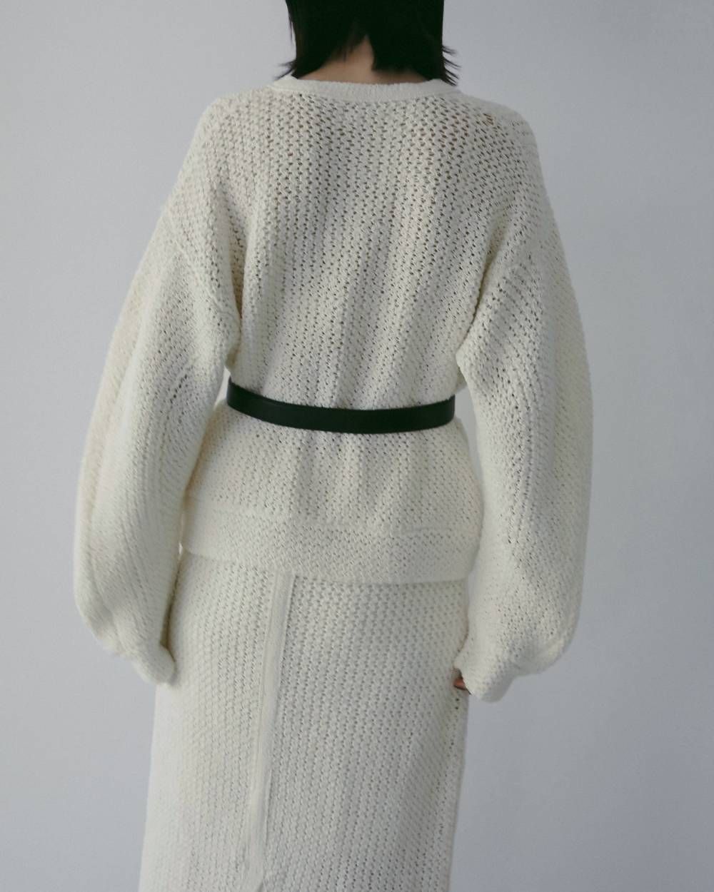 クロシェニットカーディガン (アイボリー) Crochet Knit Cardigan (Ivory) / 26SS