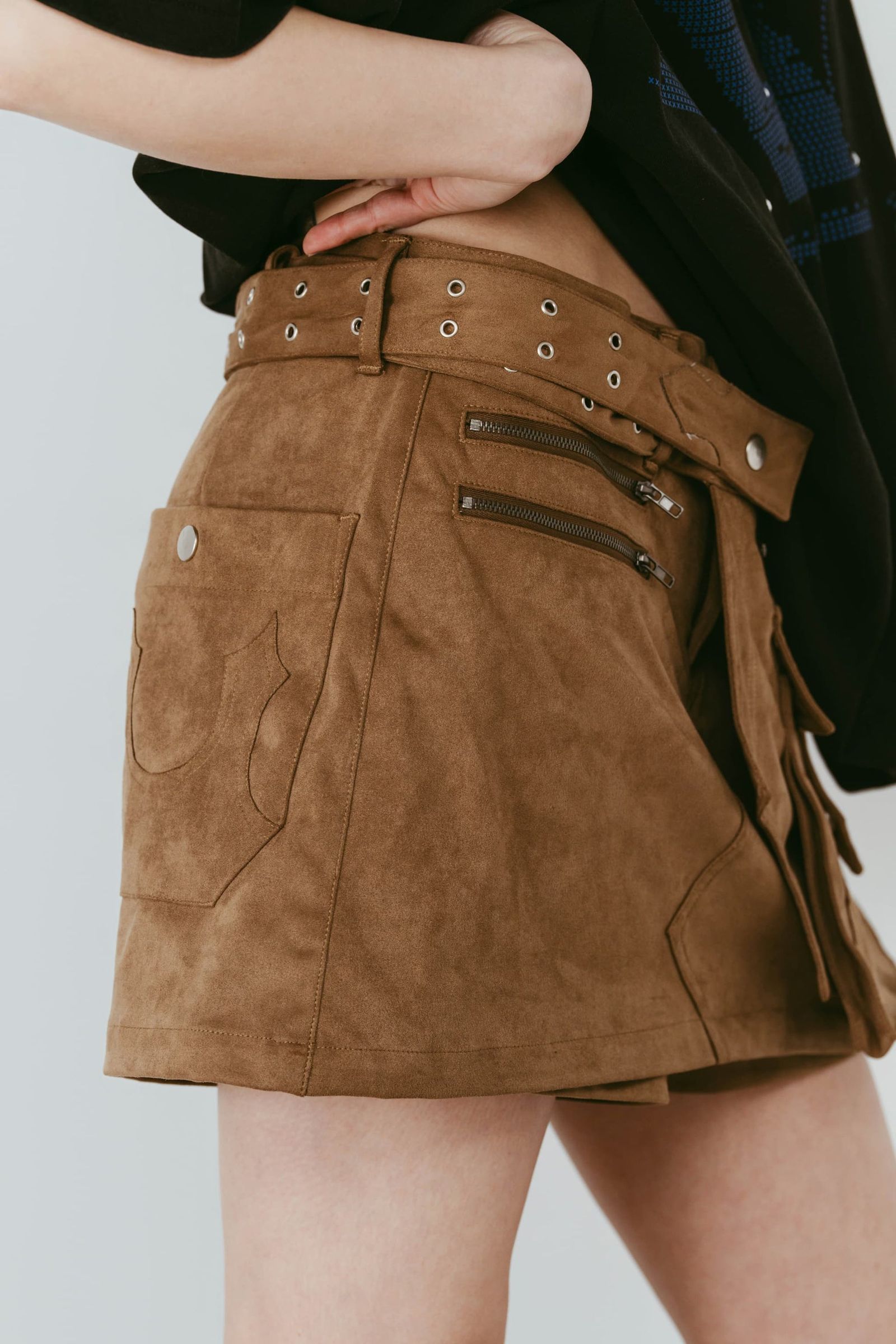 レイヤード スエードスコート (ブラウン) layered suede skort (Brown) /  26SS