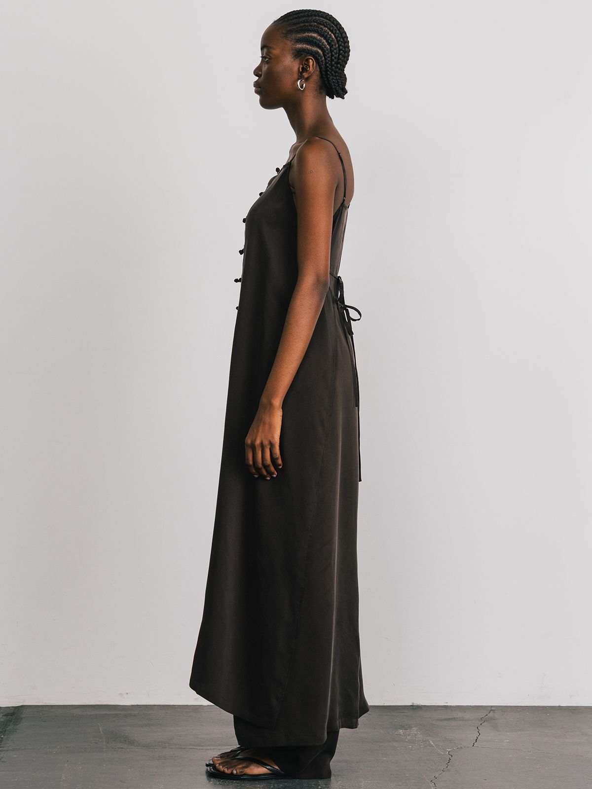【25SS】CUPRO MANDARIN DRESS / マンダリンドレス (ブラウン)