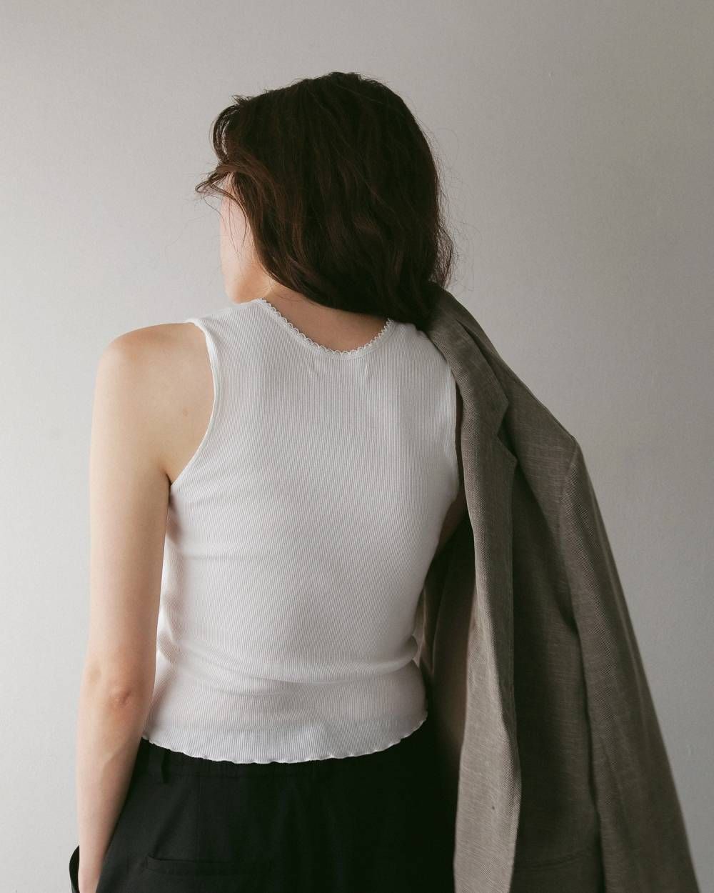 ヴィンテージ パターンメッシュ タンクトップ (ホワイト) Vintage Patternmesh Tanktop (White) / 27SS