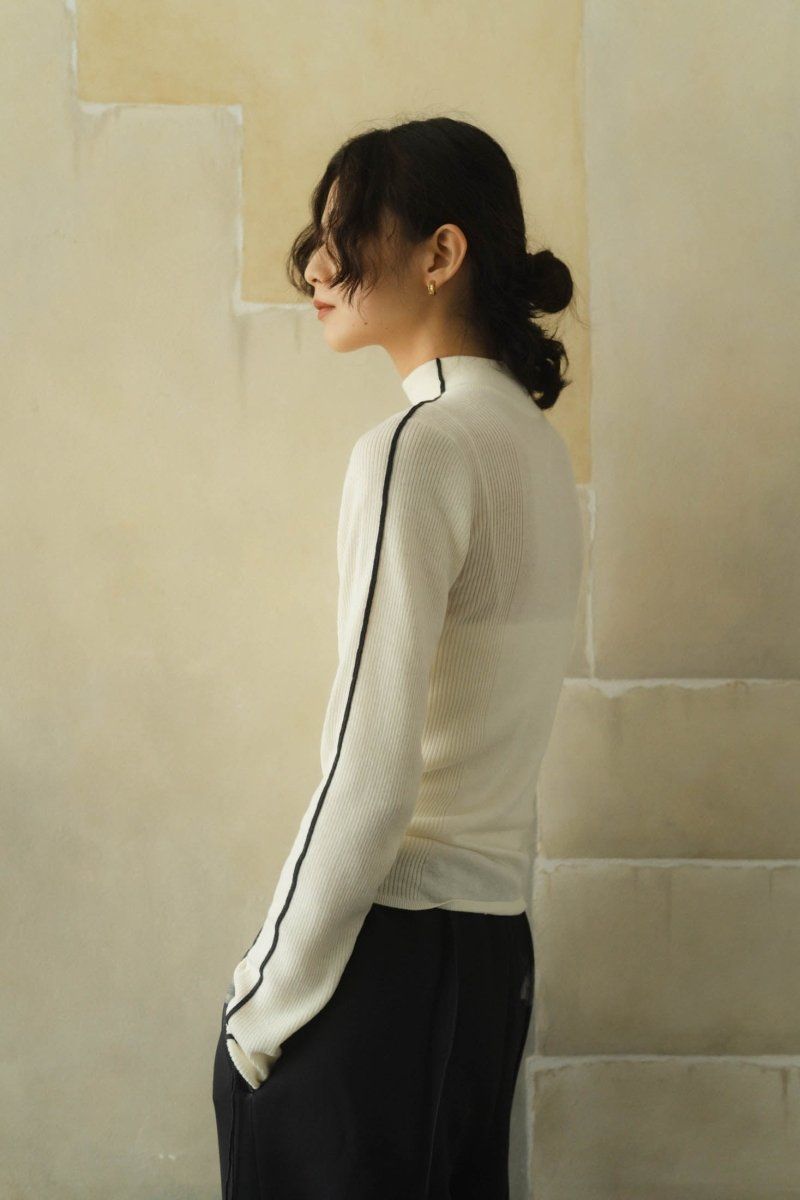 2way piping high neck knit / パイピングハイネックニット (アイボリー)