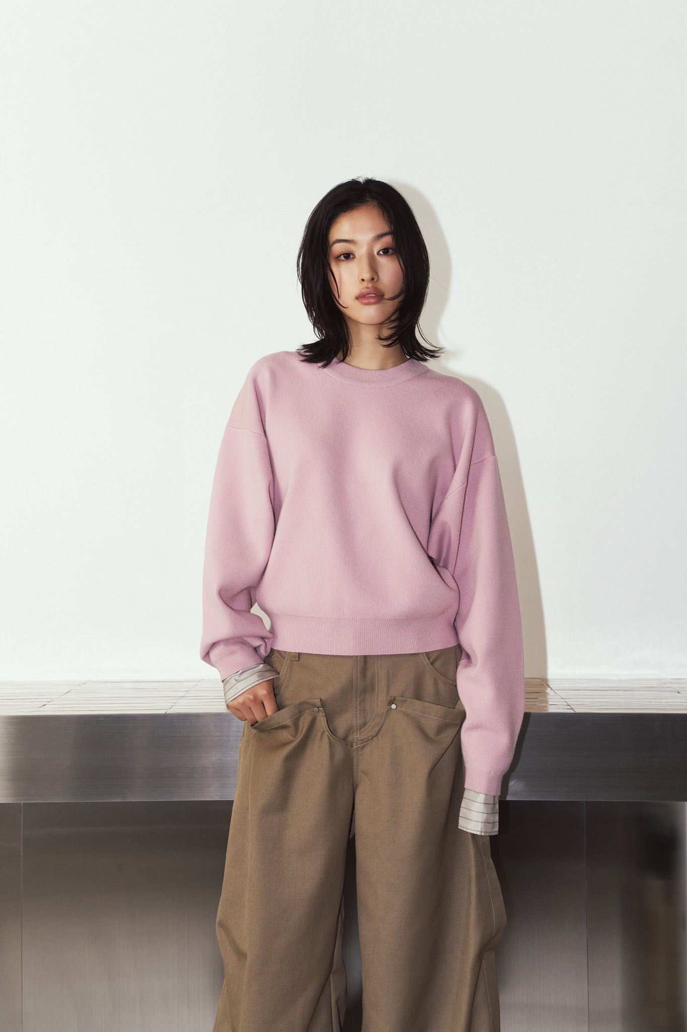 【LADIESサイズ】2ウェイ ノームコア ニット (ピンク) 2way cuffs normcore knit (Pink) / 26AW