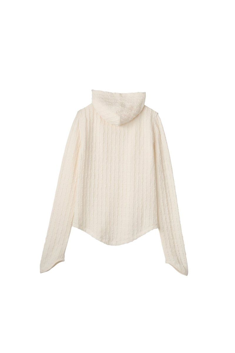 hooded jacquard top (White) / ジャガード フーディトップス (ホワイト) / 26SS