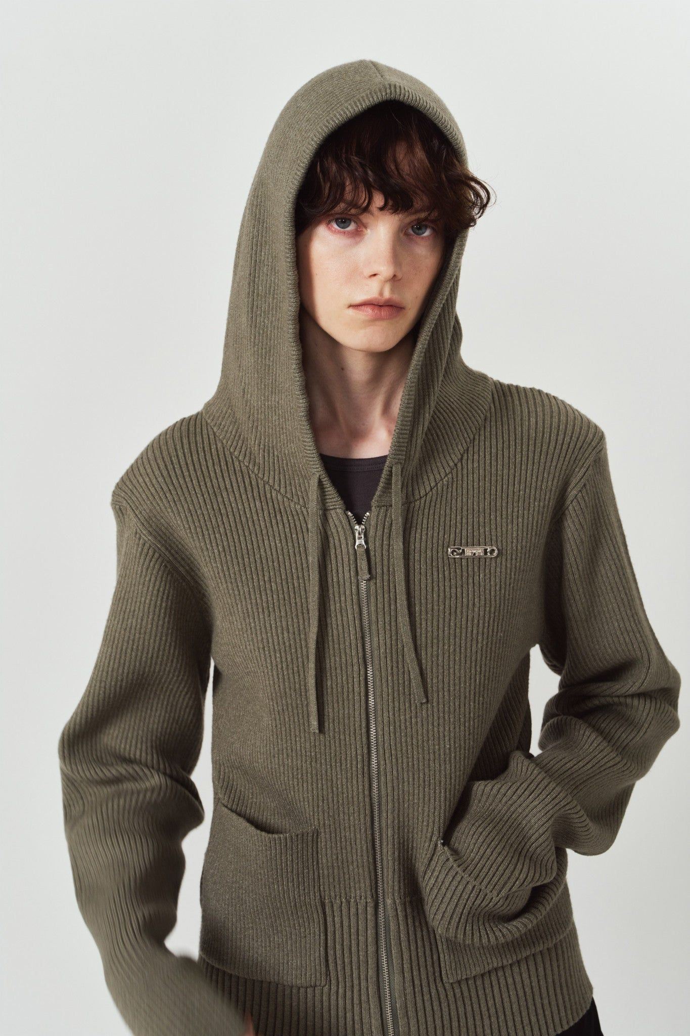 ニットパーカー (グレー) hooded knit parka (Gray) / 26AW