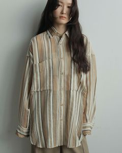 Sheer Stripe Shirts / シアーストライプシャツ (ベージュ)