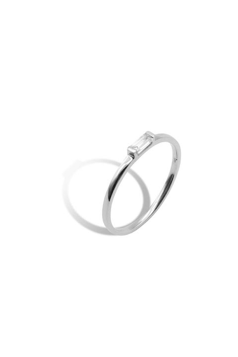 SINGLE BAGUETTE MOISSANITE RING (PINKY) / シングル バゲット モアサナイト リング【ピンキー】K10/K18 (ホワイトゴールド)