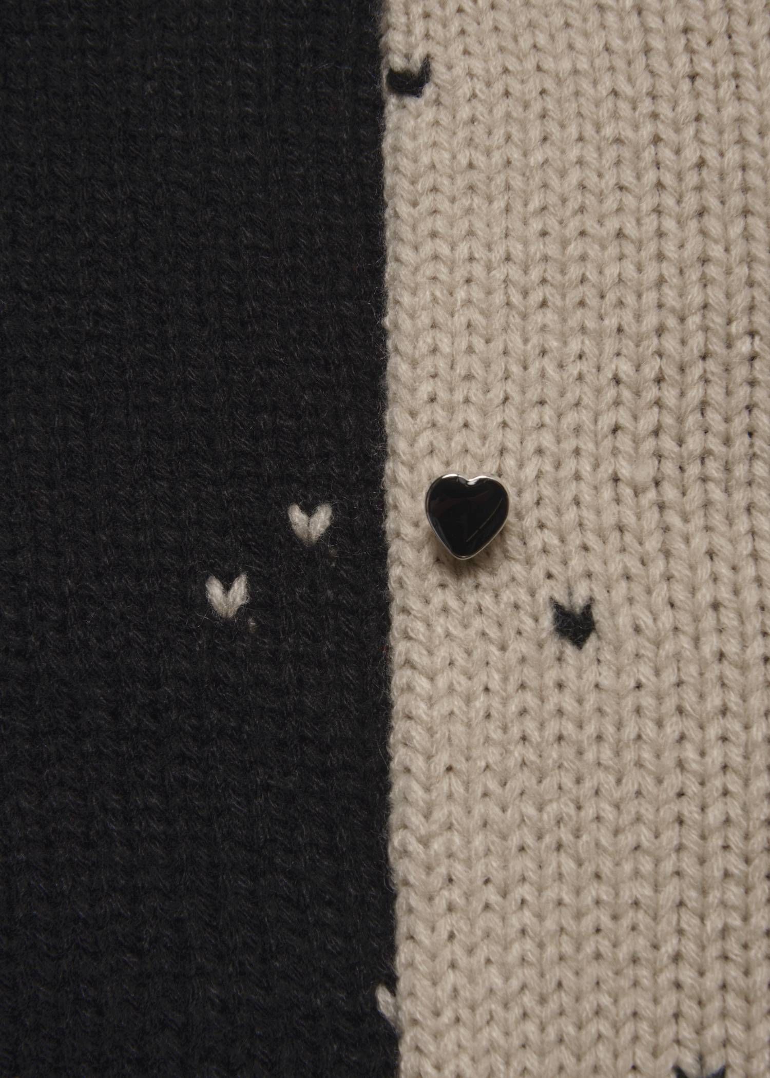 【ロング】ハートドット リバーシブルカーディガン (タン×ブラック) long heart dot jacquard reversible knit cardigan (tan×black) /  26SS