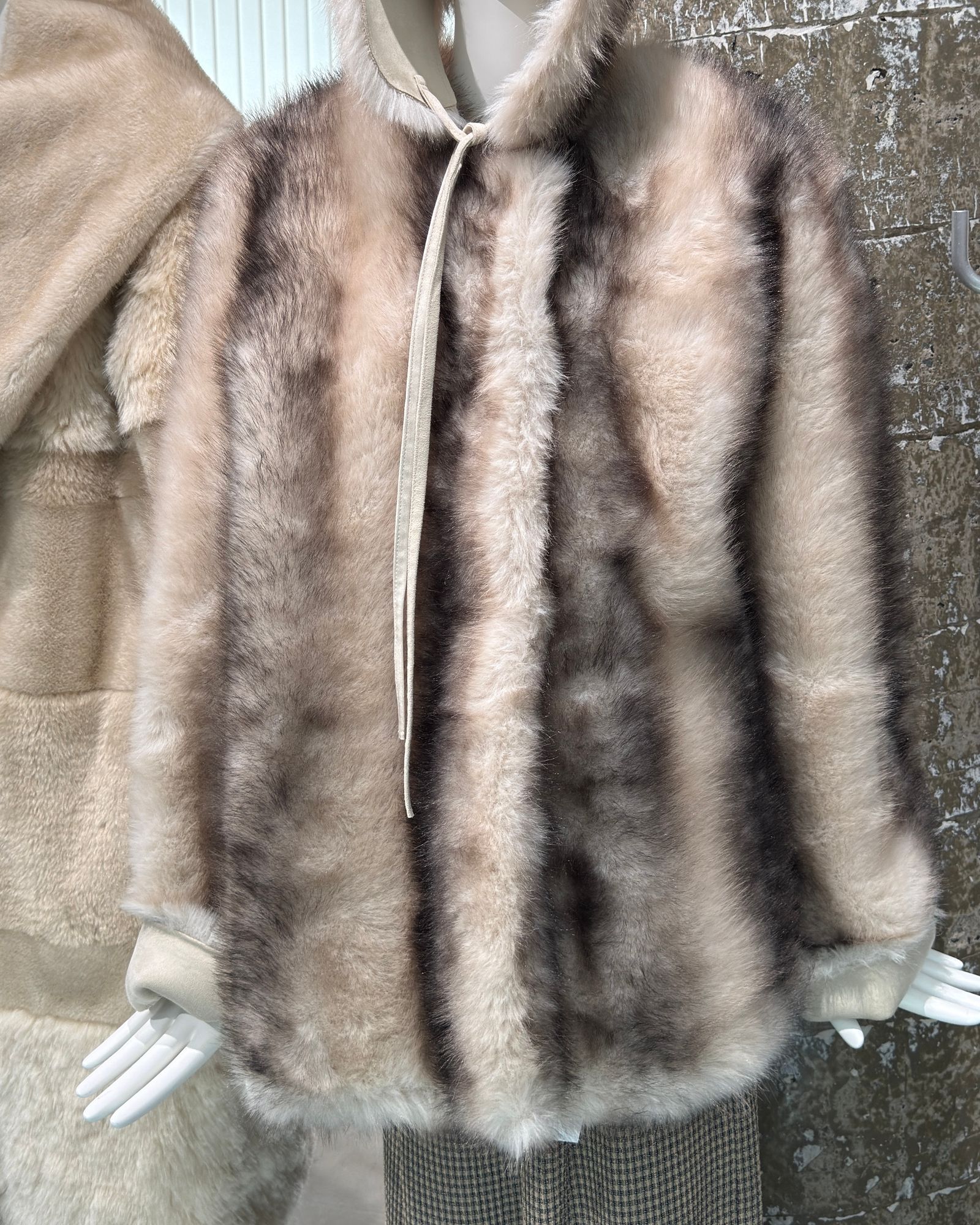【先行予約】【26TH-08】ムートン調グラデーションファーコート (アイボリー) Mouton Like Gradation Fur Coat (Ivory) /  エコファー  /  フェイクファー 【受注期間6/14 23:59まで】